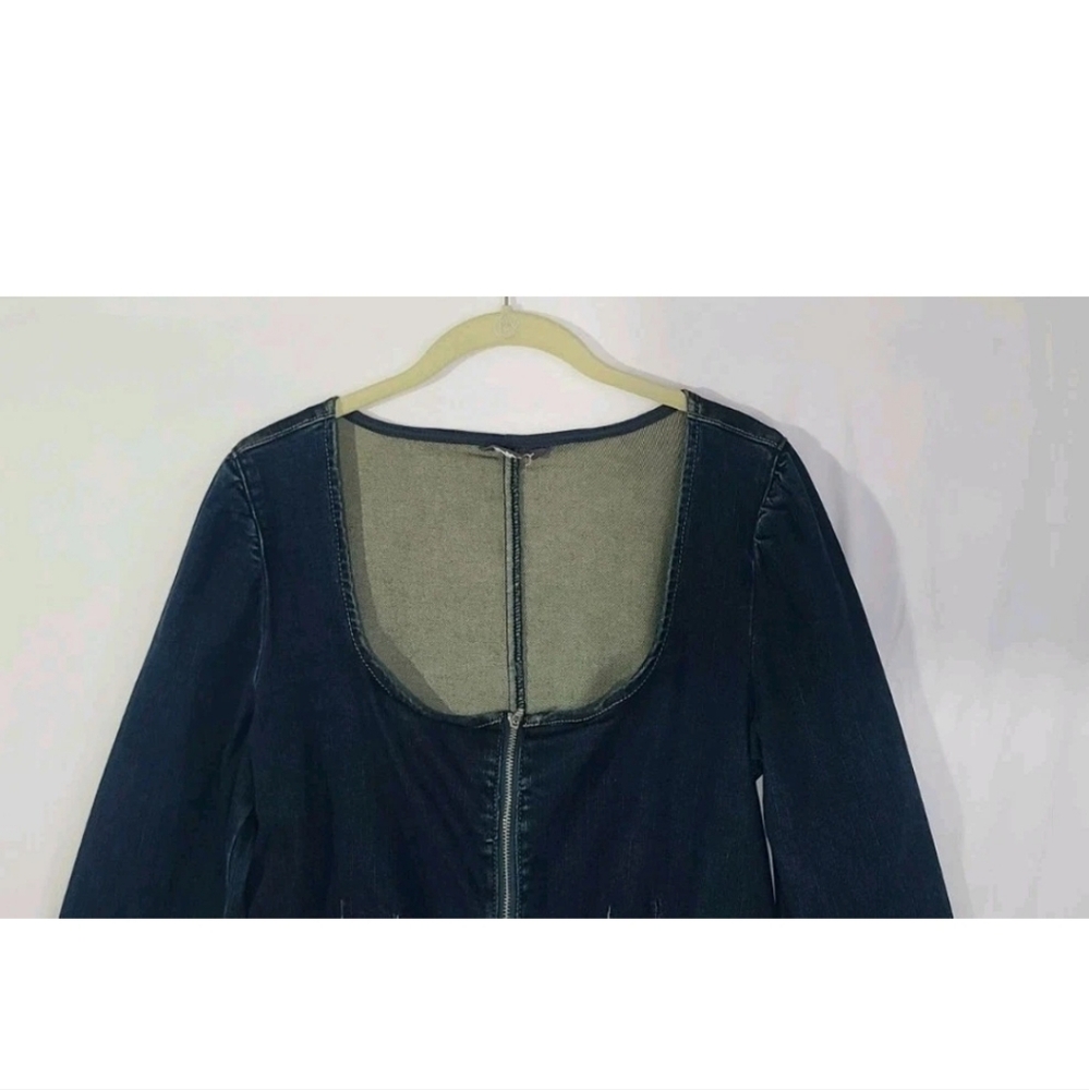 Free People x We the Free CRVY Blue Denim High Society Playsuit Romper US 6 - Picture 5 of 11